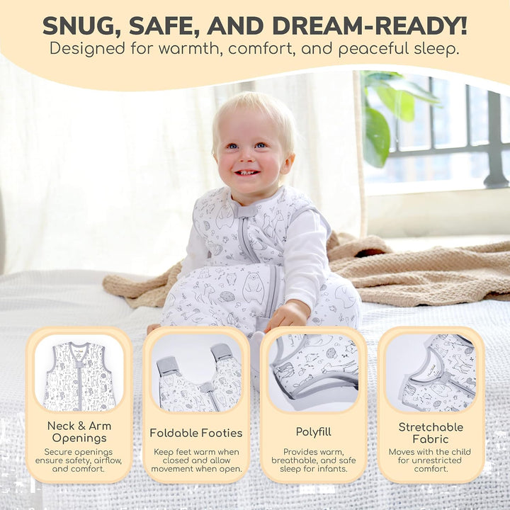 Mama Cheetah Kleinkind-Schlafsack mit Füssen, 4T-5T, 2,5 Tog, Bio-Baumwolle, Baby-Schlafsack mit Bei