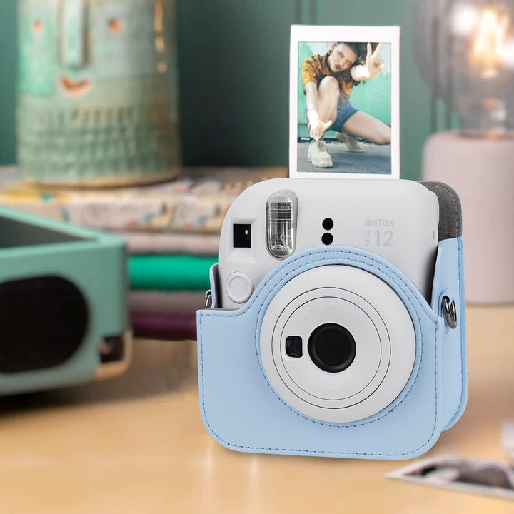 Mumlicha PU Leder Kameratasche und 64 Taschen Fotoalbum kompatibel mit Fujifilm Instax Mini 12 Sofor