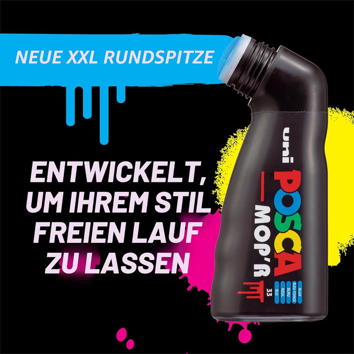 POSCA uni-ball 183208 - POSCA Marker MOP´R PCM-22, 8er Set, runde Stempelspitze 3 - 19 mm, ergonomis