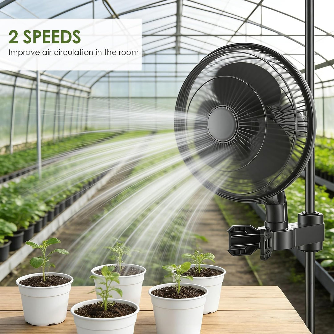 Grow Clip-Ventilator 25W, Oszillierender Klemmbar 22cm Durchmesser für Growzelt Growbox mit 1.5m lan