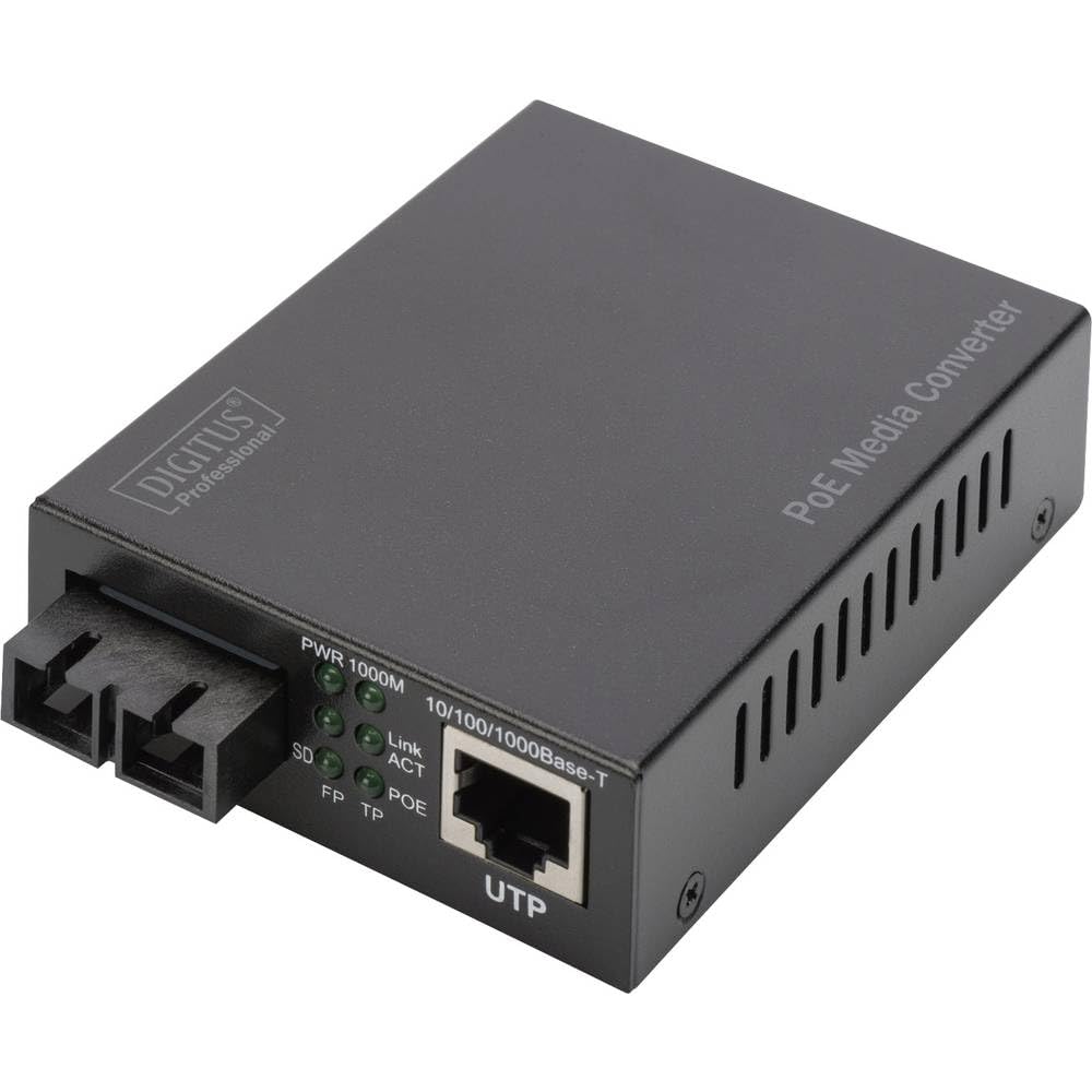 DIGITUS Medienkonverter - MM - Gbit Ethernet - RJ45 / SC - 850nm Wellenlänge - Bis 0.5km - Mit PoE-I