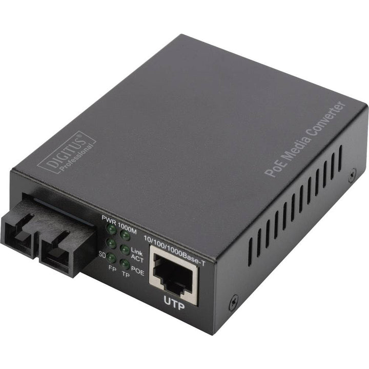 DIGITUS Medienkonverter - MM - Gbit Ethernet - RJ45 / SC - 850nm Wellenlänge - Bis 0.5km - Mit PoE-I
