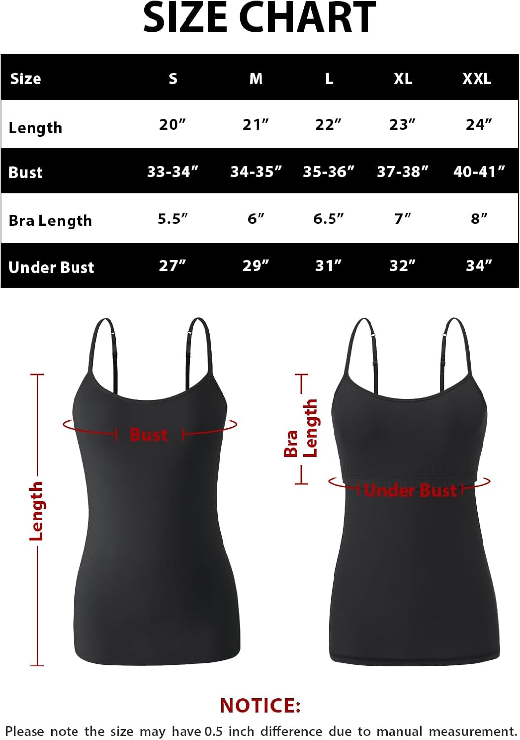 Knuffnee Damen Baumwolle Unterhemd Regal BH Unterhemden Verstellbaren Spaghetti Top 3er Pack XXL Sch