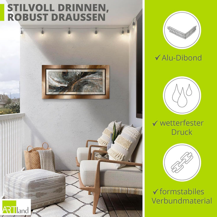 ARTland Wandbild Alu Verbundplatte für Innen & Outdoor Bild60 x 30 cm Abstrakte Motive Formen Digita