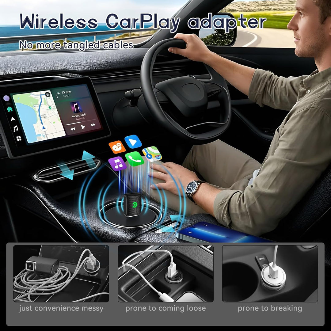 CarPlay Wireless Adapter, für Apple Wireless Car Play & Android Auto Adapter 2 in 1, Plug and Play V