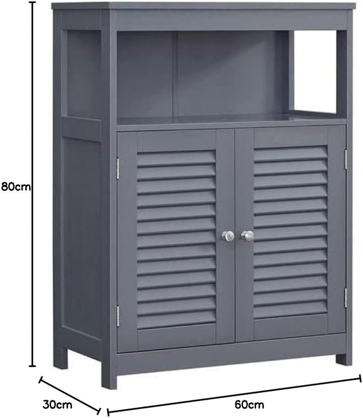 VASAGLE Badezimmerschrank, Badschrank, Küchenschrank mit offenem Fach, Aufbewahrungsregal mit 2 Türe