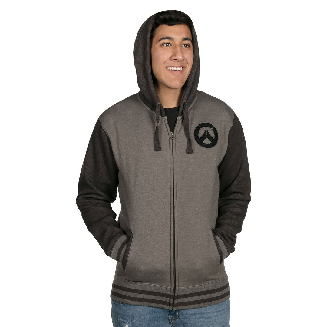 Overwatch Kapuzen Jacke Logo Founding Member Varsity schwarz grau - M