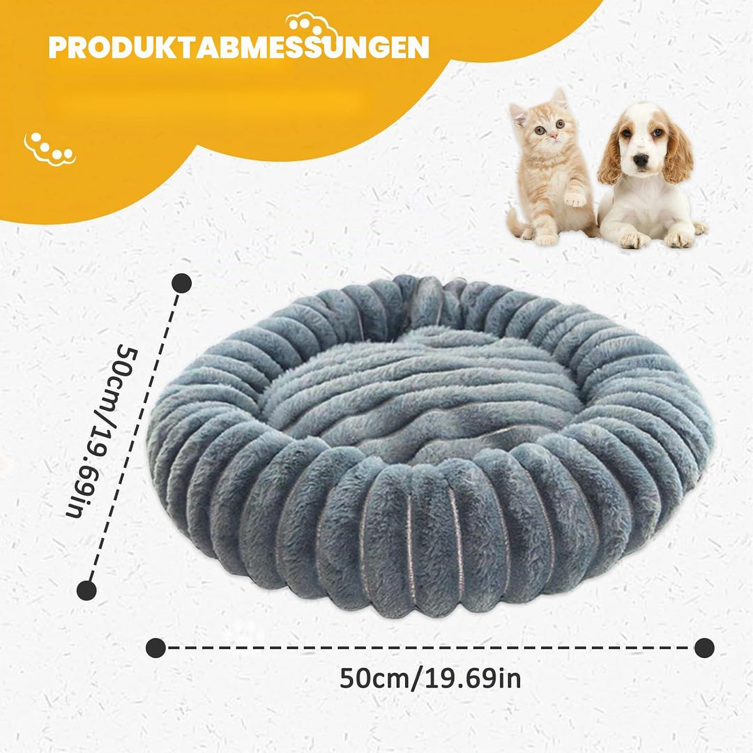 LCUHAVA Katzenbett Flauschig Waschbar Donut Hundebett Kleine Hunde Beruhigende Wirkung Katzenkorb zu