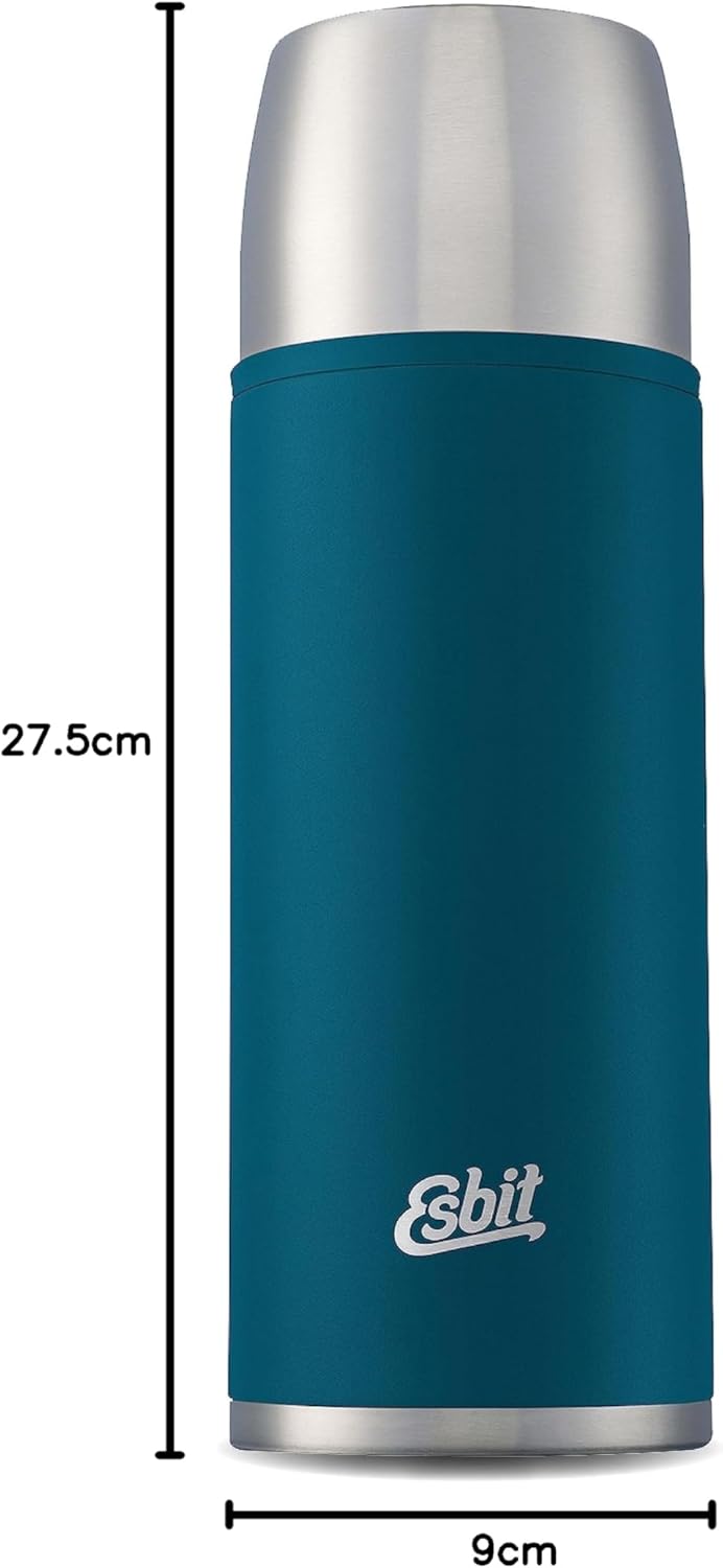 Esbit Edelstahl Isolierflasche Classic 1000 ml in Blau - für warme und kalte Getränke - Edelstahl Th