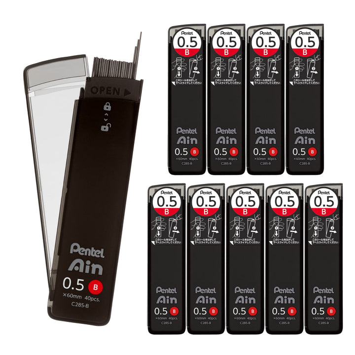 Pentel Ain Lead Refill • 0,5 mm • B • Box of 10