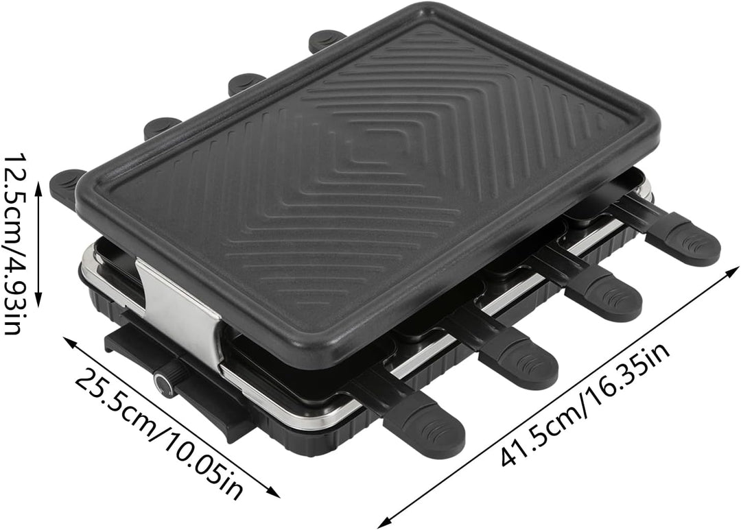 Elektrisch Grill Raclette 2 Personen, 1300W Tragbarer Elektrogrill Tischgrill mit Abnehmbare Grillpl