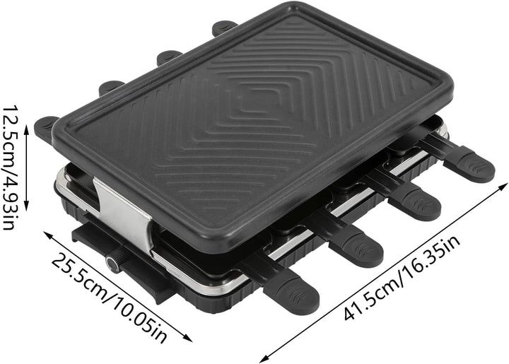 Elektrisch Grill Raclette 2 Personen, 1300W Tragbarer Elektrogrill Tischgrill mit Abnehmbare Grillpl