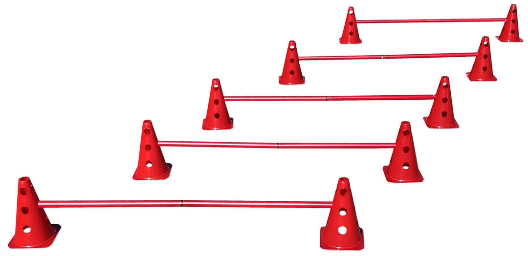 Steckhürdenset Rot - 5 er Set für Koordinationstraining Agility Hundesport Pferdesport Zubehör Lochk