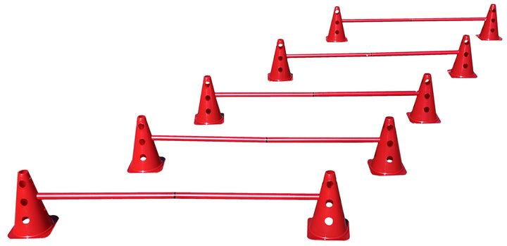 Steckhürdenset Rot - 5 er Set für Koordinationstraining Agility Hundesport Pferdesport Zubehör Lochk