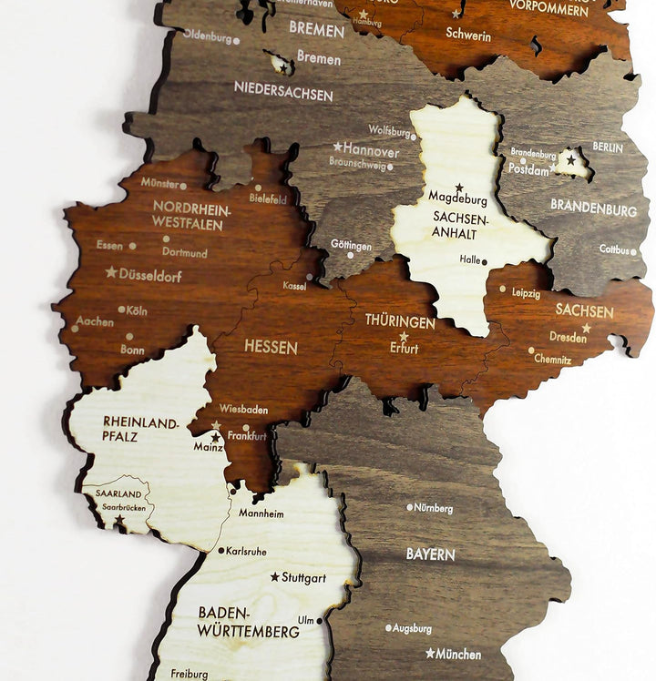 Colorfull Worlds Mehrlagige Holz 3D Deutschland Wandkunst Geschenk für Deutsche Freundin Deutschland