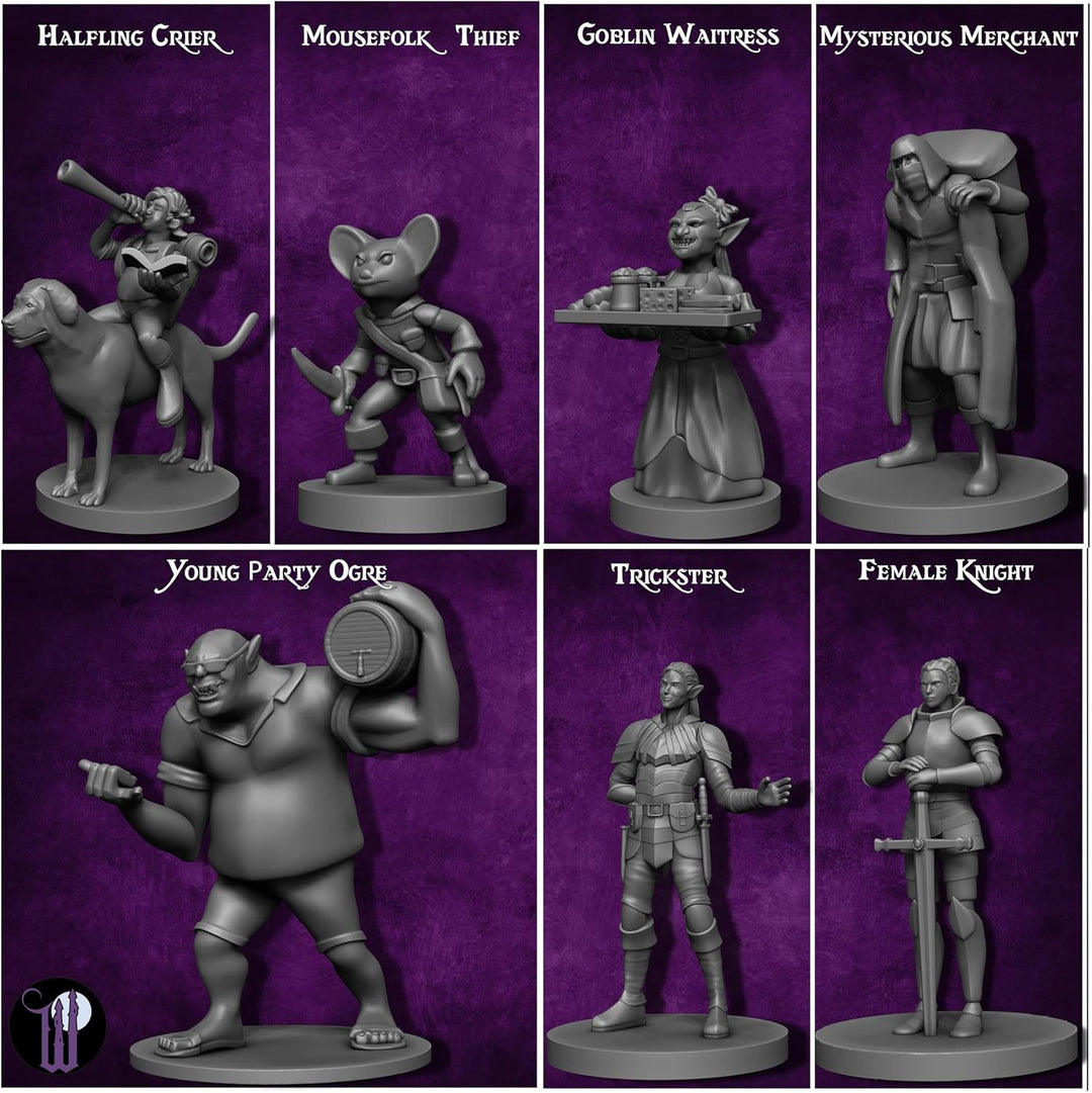 29 Heroische Stadtbewohner Fantasy Miniaturen für D&D - Dungeons and Dragons Starterset - Unlackiert