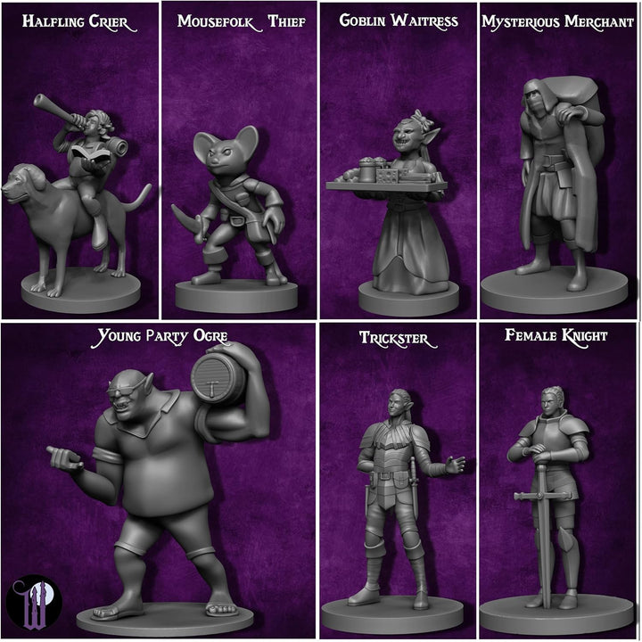 29 Heroische Stadtbewohner Fantasy Miniaturen für D&D - Dungeons and Dragons Starterset - Unlackiert