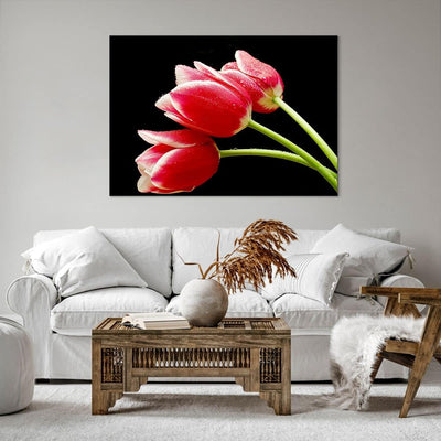 Bilder auf Leinwand 100x70cm Leinwandbild Tulpe garten blume blumenstrauss Gross Wanddeko Bild Schla