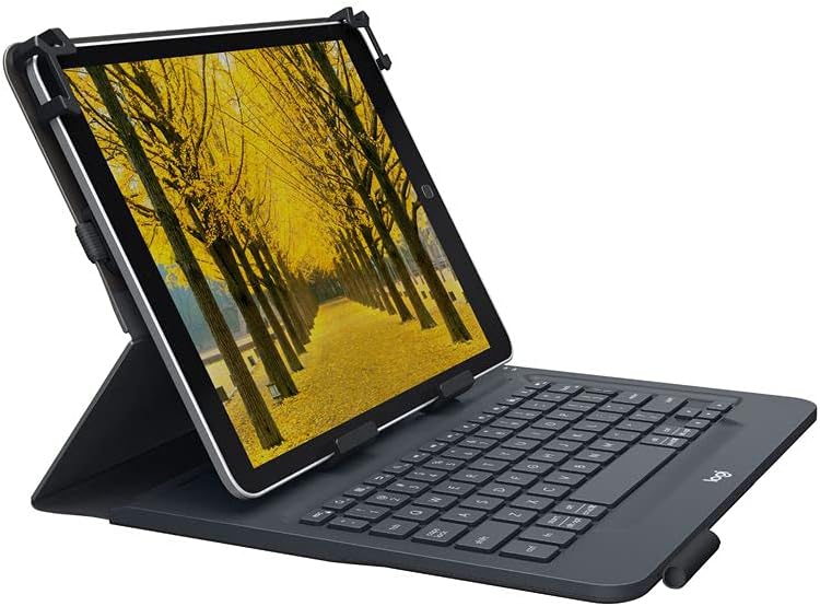 Logitech Universal Folio Tablet-Hülle mit Kabelloser Tastatur, Bluetooth- Schwarz & Crayon Digitaler