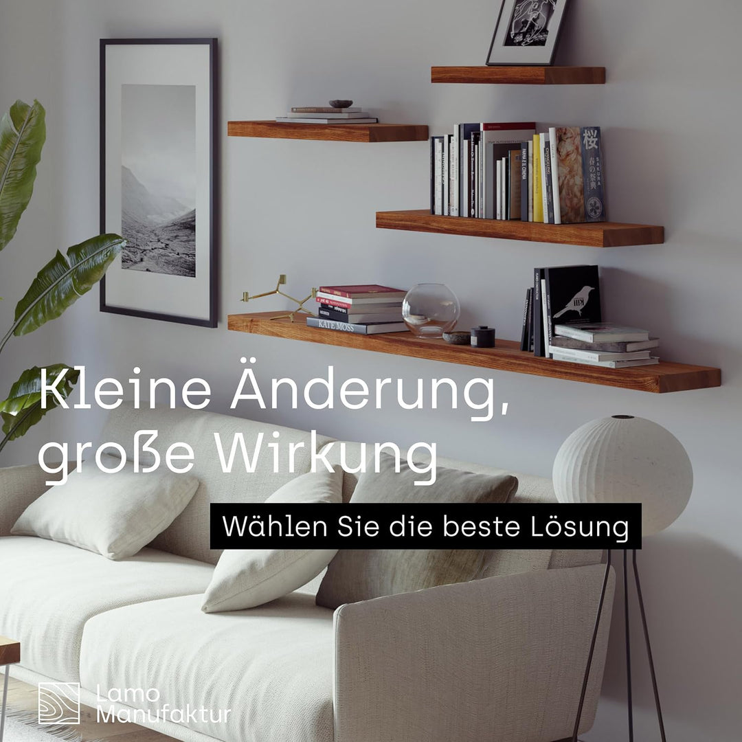 LAMO Manufaktur Wandregal Holz Gerade | Regal Farbe: Dunkel | Invisible: Schweberegal | 60 cm Invisi