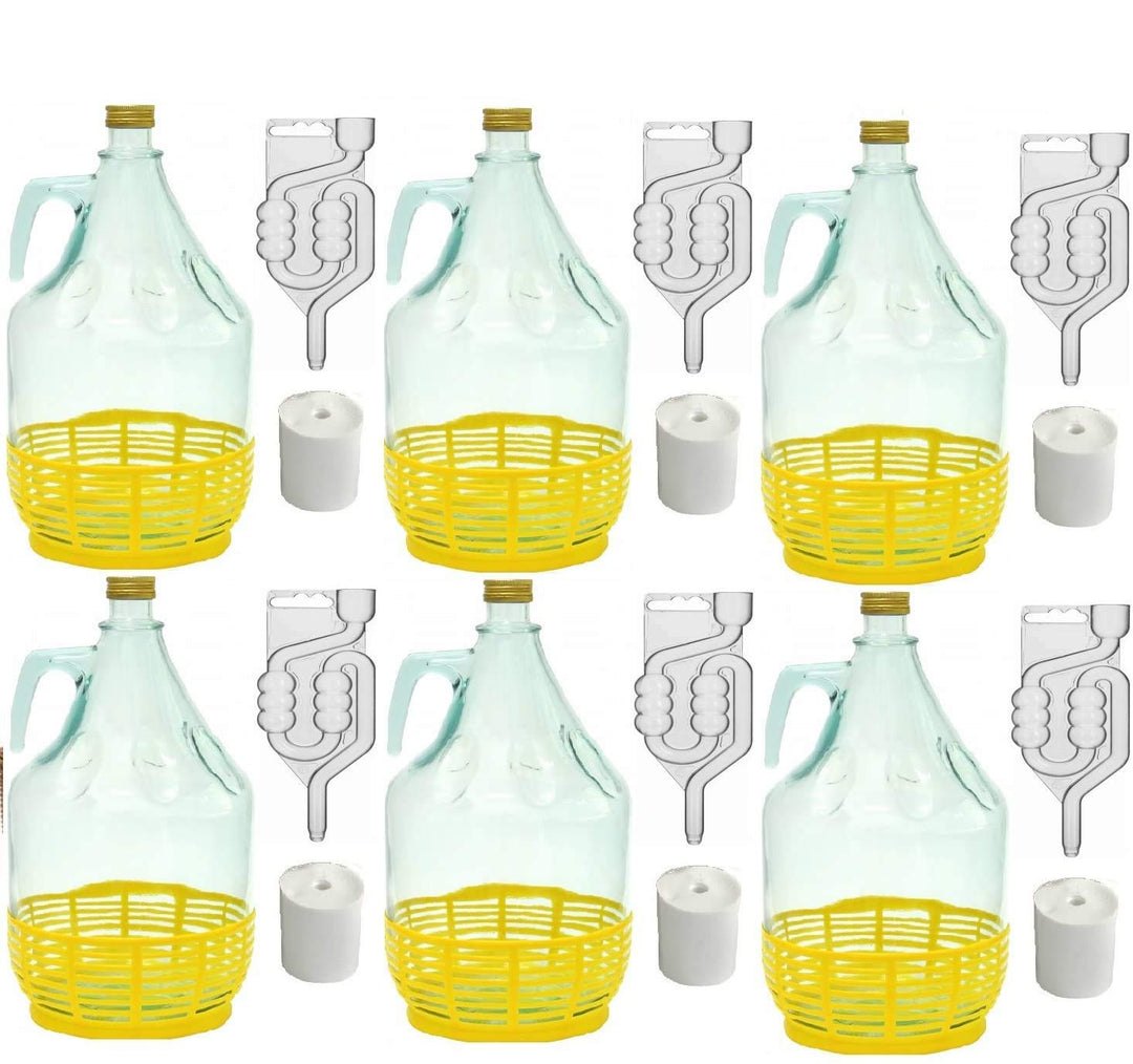 SET 24tlg FLASCHE GÄRBALLON + STOPFEN + GÄRRÖHRCHEN + SCHRAUBVERSCHLUSS 5L BDP5Z
