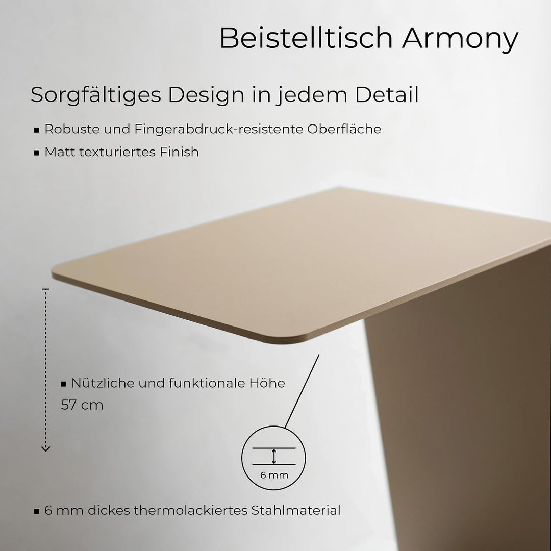 MILUKA Beistelltisch Beige | Couchtisch, Wohnzimmertisch oder Sofatisch | Laptoptisch für Couch, Sof
