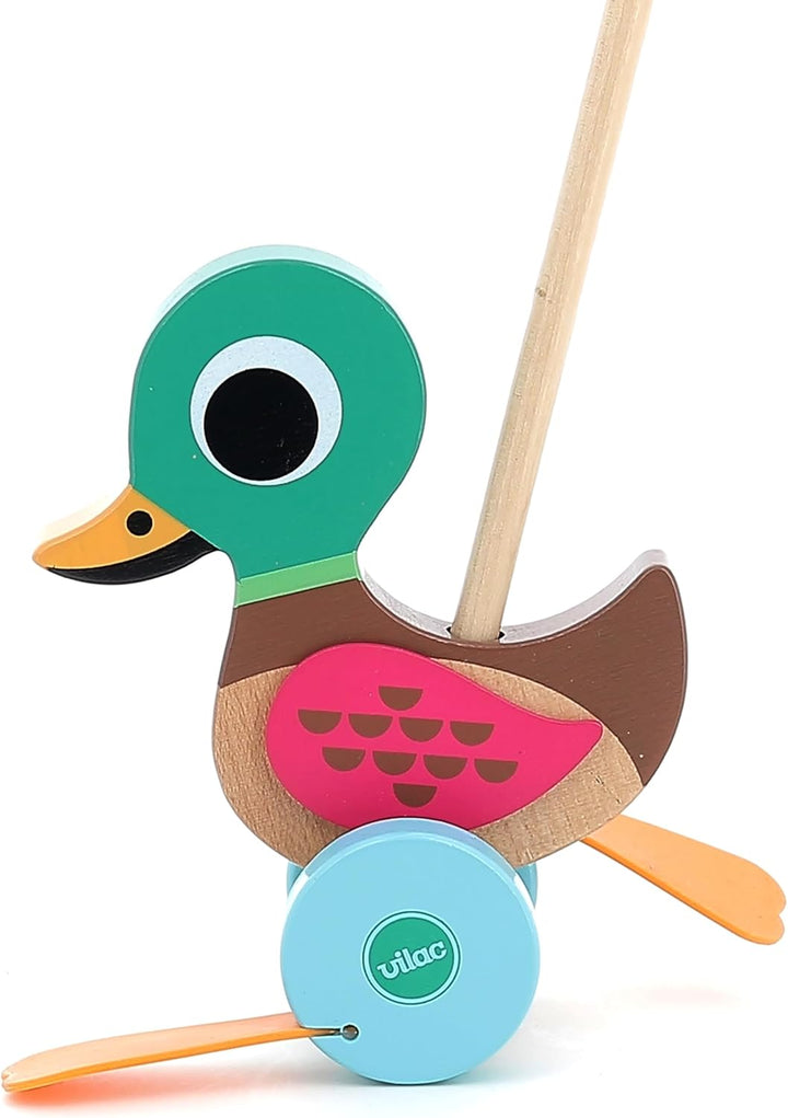 Vilac VIL7785 Push Ente, Mehrfarbig Ente Mehrfarbig, Ente Mehrfarbig