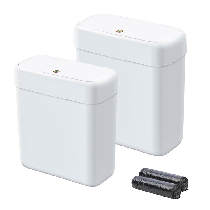 MOPUP 2er-Pack Badezimmer-Abfalleimer mit Klappdeckel, 3 Gallonen & 2,7 Gallonen Kunststoff-Abfallei