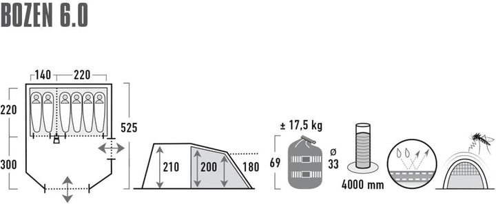 High Peak Zelt Bozen 6.0 6P | 11837