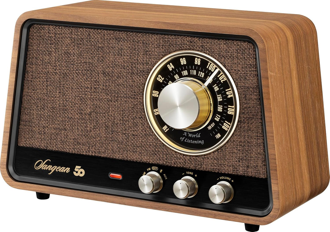 Sangean WR-101 Nussbaum. AM/FM com Bluetooth-Radio aus Holz, mit Einer sanften und präzisen Stimmung