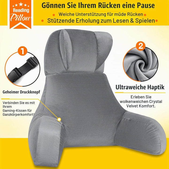 AS AWESLING Lesekissen &amp; Gaming-Kissen mit Rückenstütze - Nacken- und Lendenkissen für Bett, Sofa, B