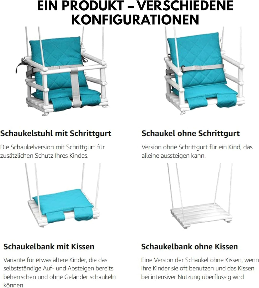 Holz Babyschaukel, Kinderschaukel, Schaukel für Kinder Schaukel 3 in 1 + SICHERHEITSGURT, Kleinkinds