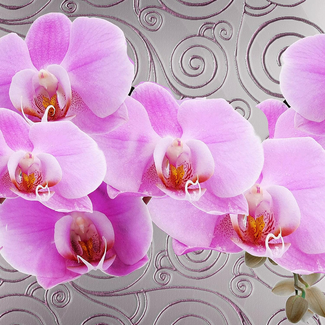 Runa Art Wandbilder Blumen Orchidee 5 Teilig Bild auf Vlies Leinwand Deko Wohnzimmer Abstrakt Violet