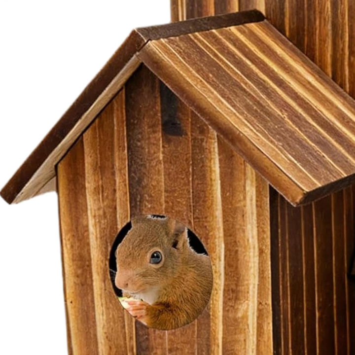 Eichhörnchen-Futterspender – Dreiraum-Design Holz Outdoor Futterstation | Holz Eichhörnchen Haus mit