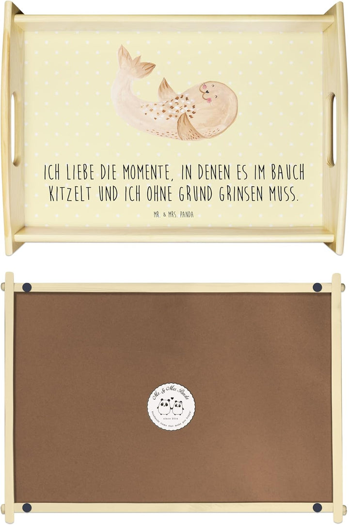 Mr. & Mrs. Panda Serviertablett Robbe liegend - Geschenk, Seehund, Küchentablett, Strand, Gute Laune