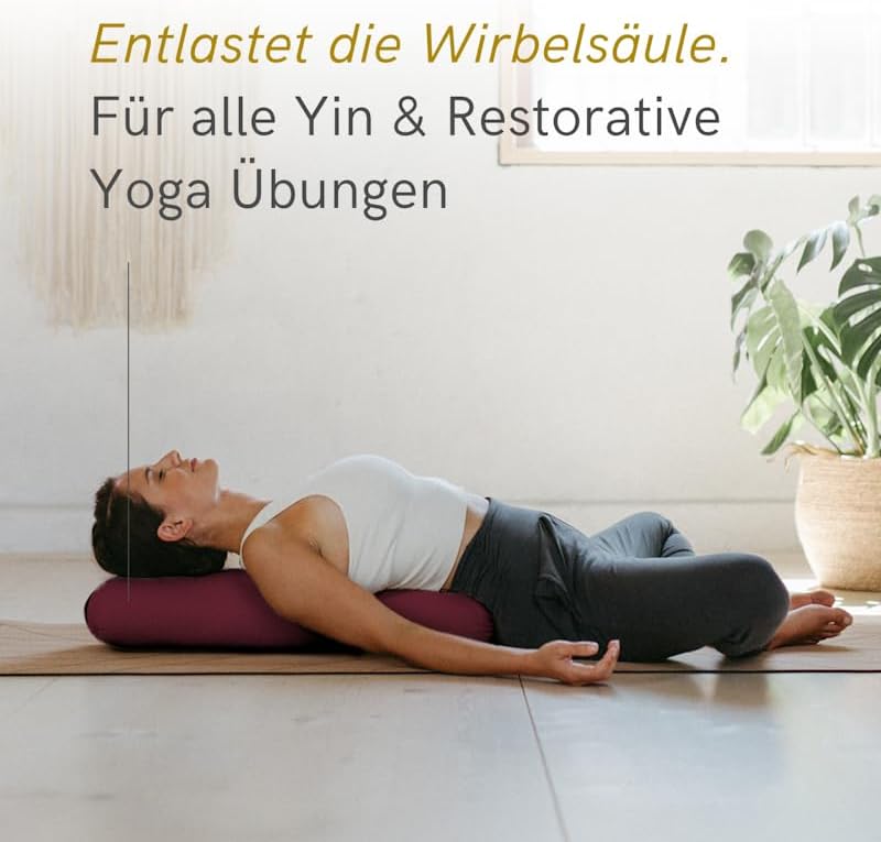 Lotuscrafts® Bolster Yoga Nackenrolle für Yin, 100% Kapok Füllung, Bezug aus Baumwolle waschbar, Kis
