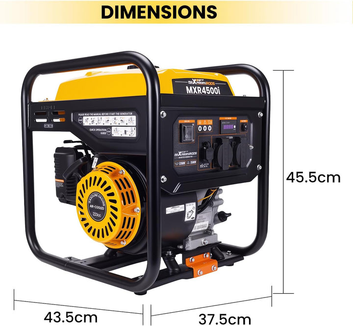 maXpeedingrods Inverter Stromgenerator 3500W Benzin 4 Takt mit zwei 230V Steckdosen Leise und leicht