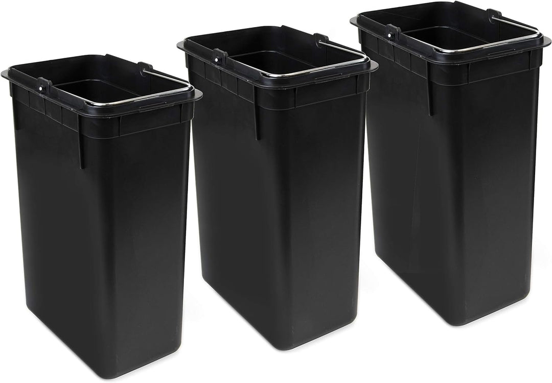 Emuca - Aussenbehälter mit 3 Fächern à 9 Liter, Treteimer, Abfallsammler, Edelstahl 9L 3 Fächern, 9L