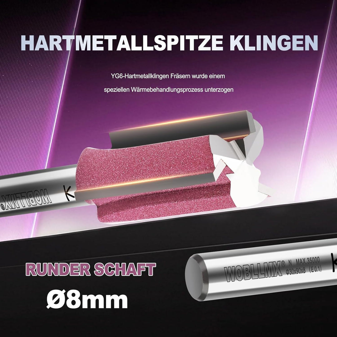 3 Klingen Nutfräser 8mm Schaft,Ø16mm Arbeitslänge 50mm Professional Hartmetall Bestückt Nutfräser St