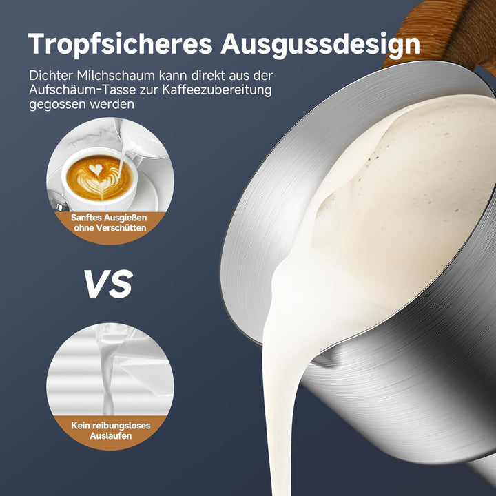 AMZCHEF Milchaufschäumer 600ml, 8-IN-1 Grosser Induktion Milchschäumer für Heissen & Kalten Milchsch