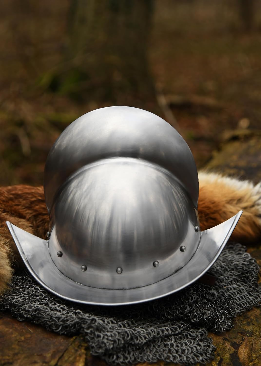 Battle-Merchant Deutscher Morion Helm, 1,6mm Stahl mit Lederinlay - Spätmittelalter - Landsknecht -