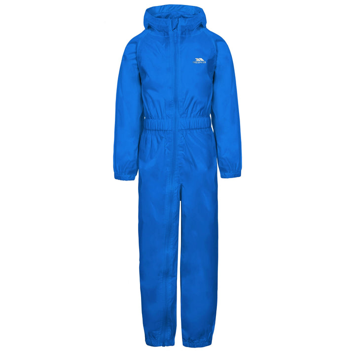 Trespass Unisex Kinder Knopf Wasserdichter Regenanzug mit Kapuze 5-6 Jahre Blau, 5-6 Jahre Blau