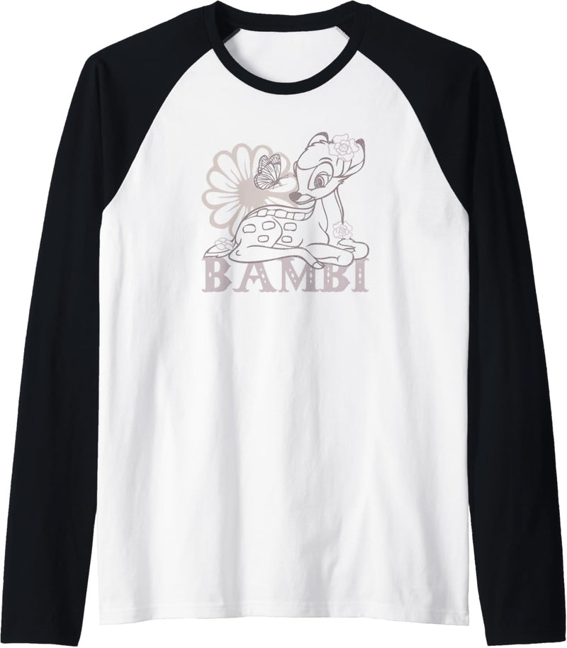 Disney Bambi Floral Outline Light Raglan