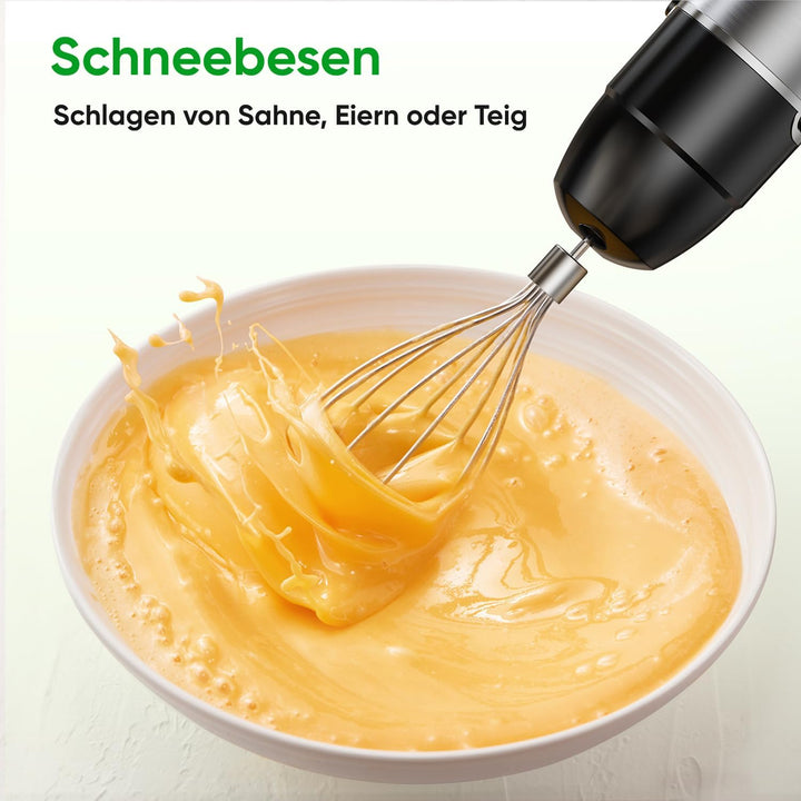 BESROY Stabmixer Set 3 in 1, 1100W Pürierstab Elektrisch Stufenlos, Edelstahl Handmixer mit Milchsch
