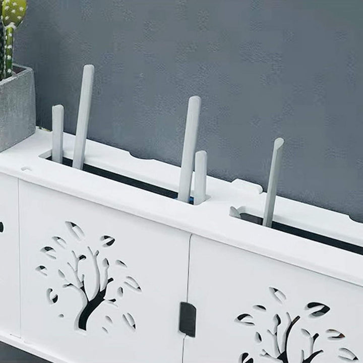 MNBVH Wand Router Aufbewahrungsbox Weiss WLAN Box Router Regal TV Kabel Verstecken Box Router Kabel