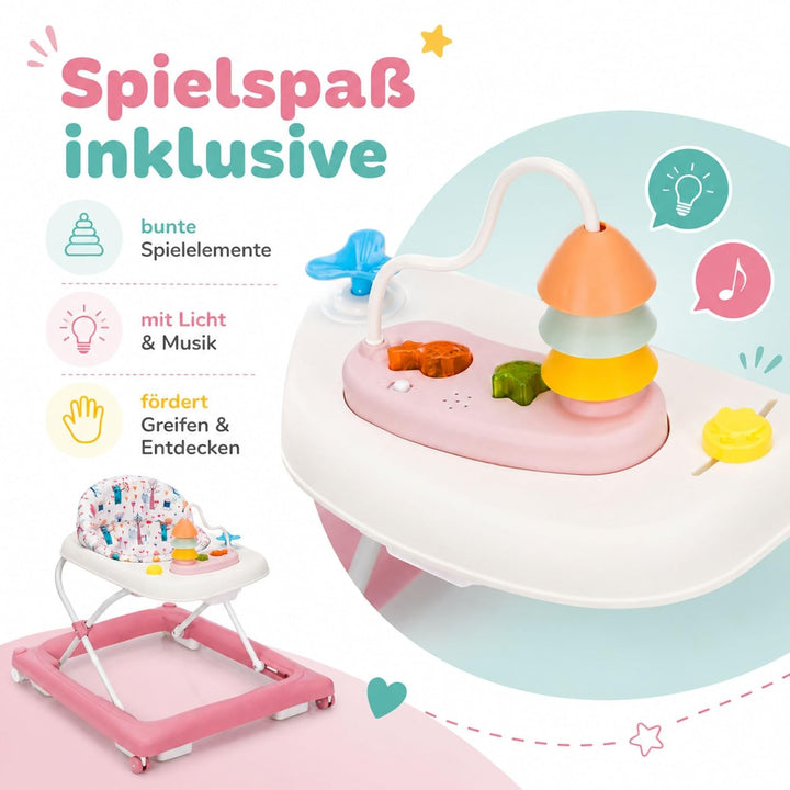 Fillikid Lauflerngerät höhenverstellbar 3-fach mit Sicherheitsstopper | 4 Rollen, ergonomischer Sitz
