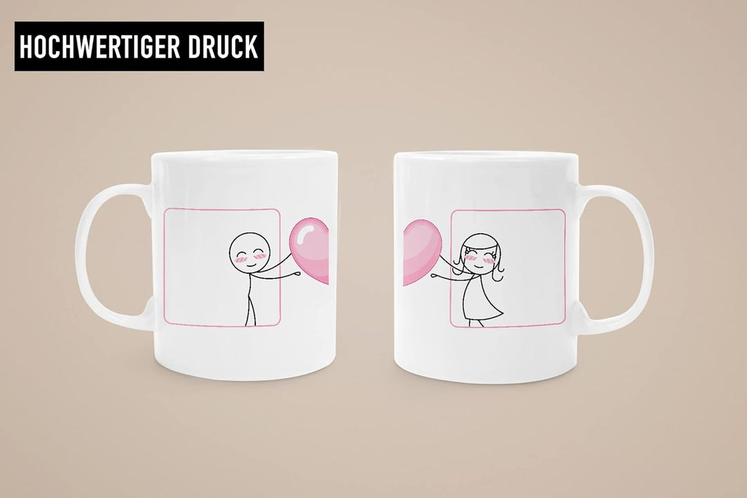 Trendation - Fernbeziehung Geschenke Tassen Set Partner Liebe Geschenk für Freundin Freund Liebesges