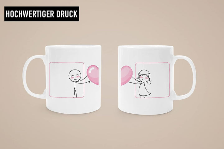Trendation - Fernbeziehung Geschenke Tassen Set Partner Liebe Geschenk für Freundin Freund Liebesges