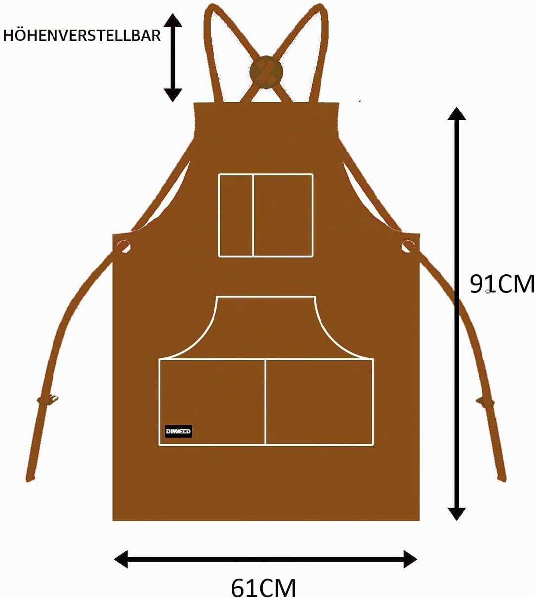 DIMWELD Schweisserschürze aus Leder für Männer. Flammhemmende Thermoschürze zum Schweissen in der We