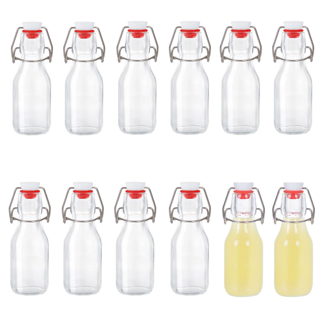 Zanfqvo Glasflaschen 100ml mit Bügelverschluss, 12 Stück Kleine Flaschen Zum Befüllen, Bügelflasche
